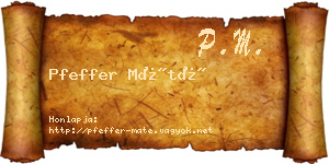 Pfeffer Máté névjegykártya